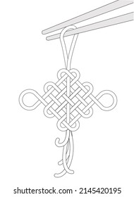 Vector illustration. A knot of happiness woven from noodles
