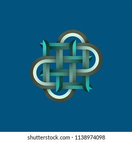 Vector illustration of knot for logothype, tag and icon, cards, invitations, templates. 3D background, object. EPS 10