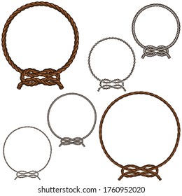 Ilustración vectorial de las cuerdas con nudos en color y blanco y negro, fácil de cambiar de color, todo sobre fondo blanco