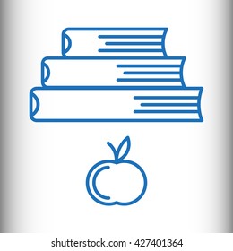 Vector illustration of knowledge, Apple, books, lessons, classes, read, illustrations on a light background, fruit, skill, exam