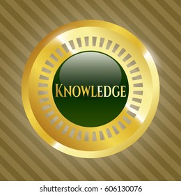 Vector illustration of Knowledge golden badge icon in Green
