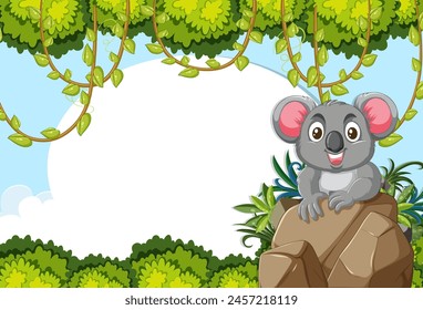 Vector illustration of a koala on a rock.