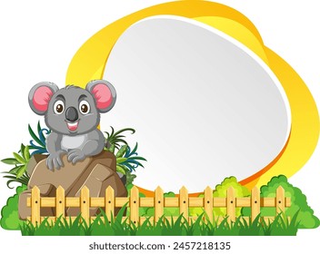 Vector illustration of a koala sitting on a rock.