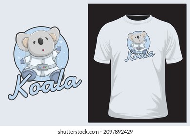 vector illustration of a koala wearing an astronaut suit. t shirt and sticker.