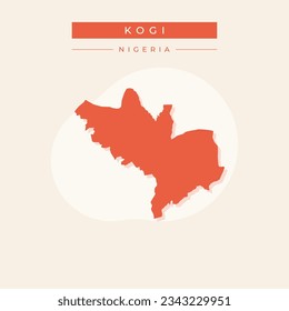 Vector de ilustración del mapa de Kogi de Nigeria