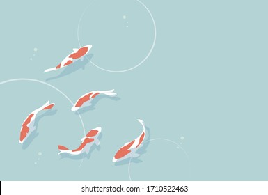 Ilustración vectorial| Carpa Koi nadando en el estanque