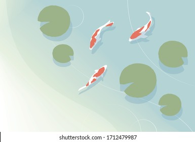 Ilustración vectorial| Carpa Koi nadando en el estanque