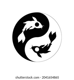 Vector illustration of Koi carps in Yin Yang sign isolated on white background
