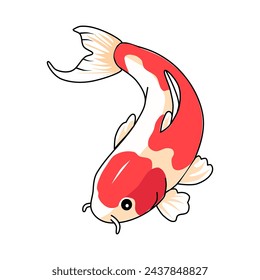 Vector illustration of a koi fish with beautiful colors in a minimalist and flat style isolated on white.