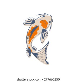 vector illustration of koi fish, carp. Japanese style. made in aquarelle style. can be used for poster, banner, textile, tattoo, wrapping paper etc 