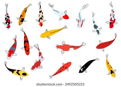 A vector illustration of Koi Fish Icons 