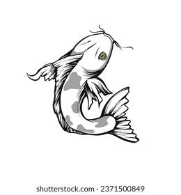 vector illustration Koi fish, line art koi fish