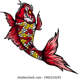 Vector Illustration of Koi Japan Fish, For Tatto, Decoration, Screen Printing