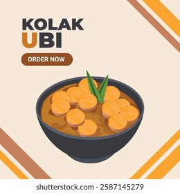 Vector illustration of kolak ubi or sweet potato compote