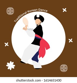 Vector illustration Korea farmers dance. Korean traditional music and traditional play