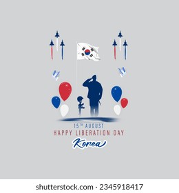 Vector illustration of Korea Liberation Day social media story feed template
