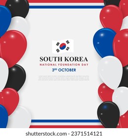 Vector illustration of Korea National Foundation Day social media feed template