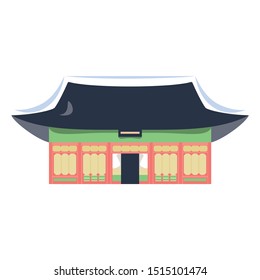 Vector Illustration Of Korean Building Isolated