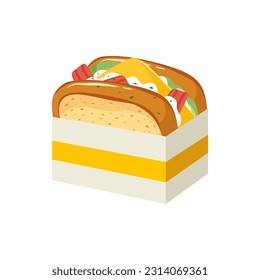 Vector illustration of Korean egg drop sandwich. Korean street food.