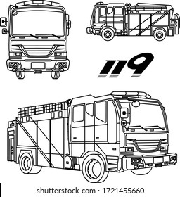 Vector illustration of Korean fire engine