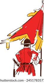 vector illustration of the Korean guard warrior with a sword