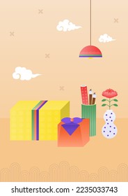 Vector illustration of Korean holiday gifts.