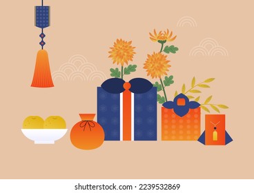 Vector illustration of Korean holiday gifts.