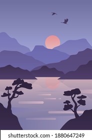 Vector illustration of Korean New Year sunrise scenery.