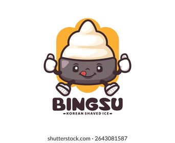 Vektorgrafik von koreanischen rasierten Eis bingsu Cartoon Maskottchen.