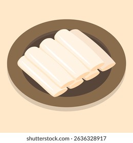 Vector illustration of Korean Street Food Garaetteok or Korean Rice Cake (가래떡)