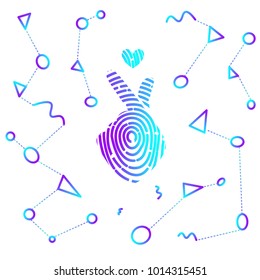 Vector illustration. Korean symbol hand heart, a message of love hand gesture. Sign icon stylized for the web and print. The hand folded into a heart symbol.