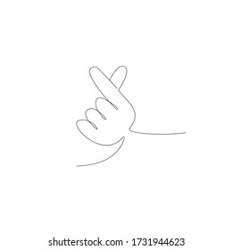 Vector illustration. Korean symbol hand heart line drawn, a message of love hand gesture. Sign icon stylized for the web and print. 