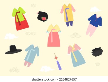 Vector illustration of Korean traditional clothes.