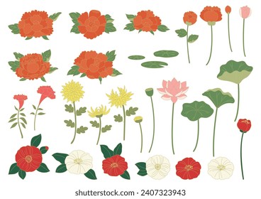 Vector illustration of Korean traditional flowers.