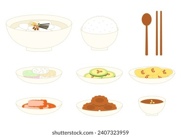 Vector illustration of Korean traditional food.