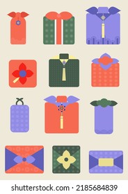 Vector illustration of Korean traditional gift wrapping.