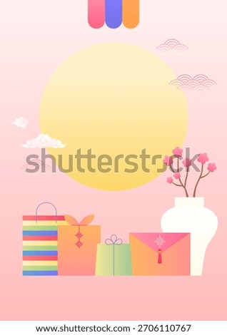 Vector illustration of Korean traditional gift wrapping.