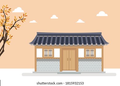 Vector Illustration Of Korean Traditional House 