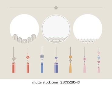 Ilustración vectorial de patrones tradicionales coreanos.