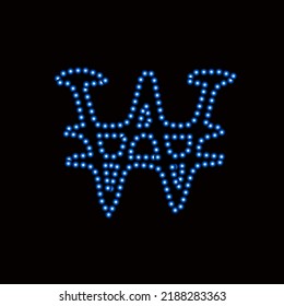 Ilustración vectorial de won coreanos con efecto neón.