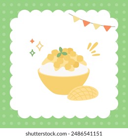 Vektorillustration einer koreanischen Mango rasierte Eis.