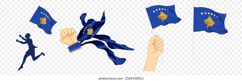 Vector illustration of Kosovo flag composition on transparent background