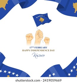 Vector illustration of Kosovo Independence Day social media feed template