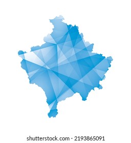 ilustración vectorial del mapa de Kosovo con formas geométricas de color azul