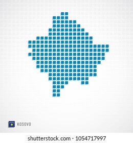 Vector illustration of Kosovo map dotted basic shape icons and flag
