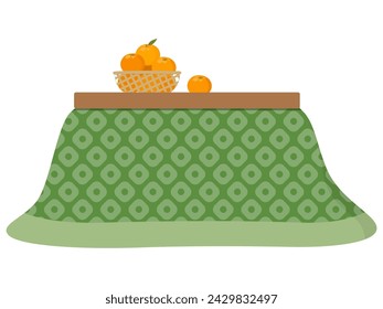 Vector illustration of kotatsu and mandarin oranges