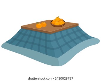 Vector illustration of kotatsu and mandarin oranges