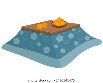 Vector illustration of kotatsu and mandarin oranges