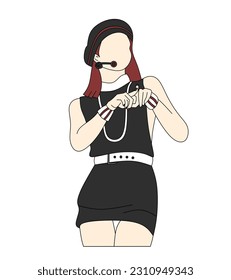 Vector illustration of Kpop fashion stage. Korean idol performing. K-pop female fashion idol. the female singer who was singing was wearing beautiful clothes. beautiful female model