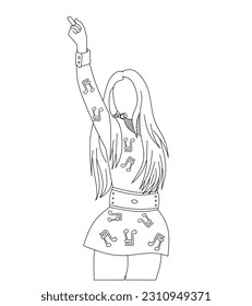 Ilustración vectorial del escenario de la moda Kpop. Idol coreano actuando. Idol de moda femenino K-pop. la cantante que cantaba llevaba ropa hermosa. modelo femenino hermoso